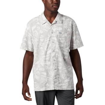 Columbia Overhemd Heren, PFG Trollers Best Short Sleeve Grijs LichtBlauw, 62CTOANWH